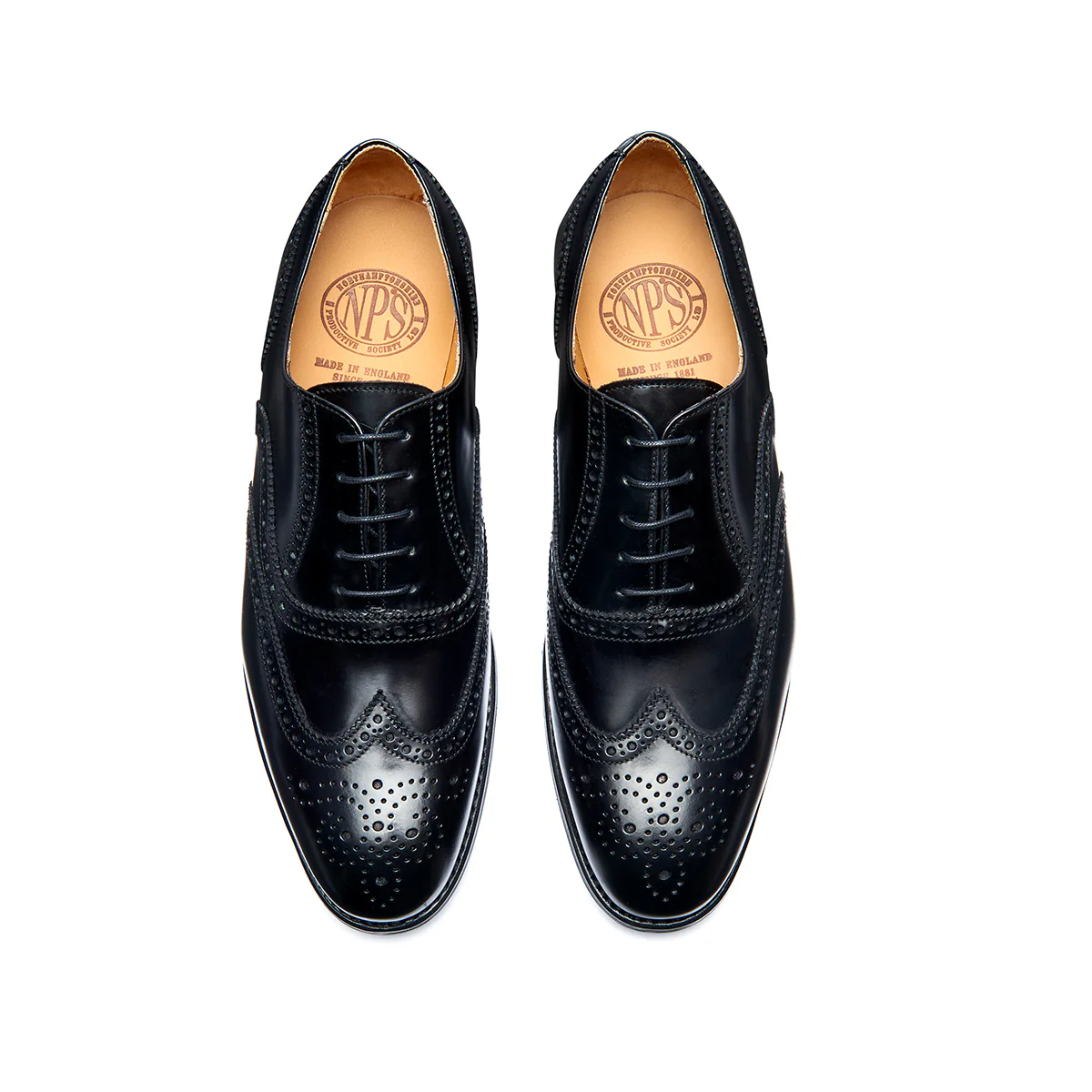 Black Hi-Shine 5 Eye Oxford Brogue Shoe - Image 3