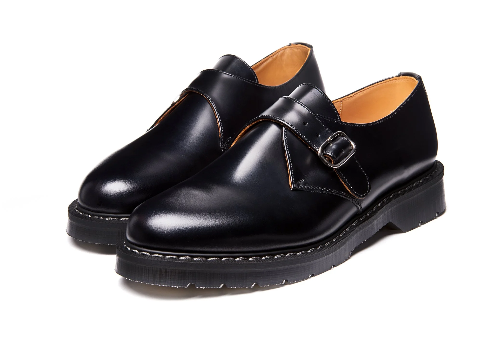 Black Hi-Shine Single Buckle Monk Shoe - Image 3