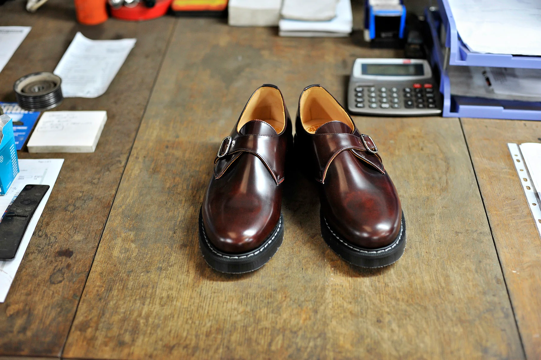 Burgundy Rub-Off Single Buckle Monk Shoe - Image 7