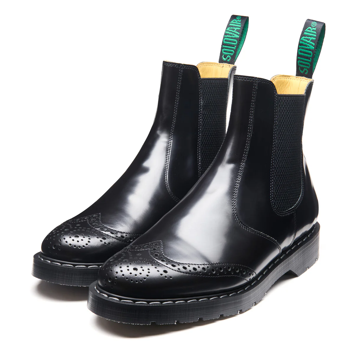 Black Hi-Shine Dealer Brogue Boot - Image 3