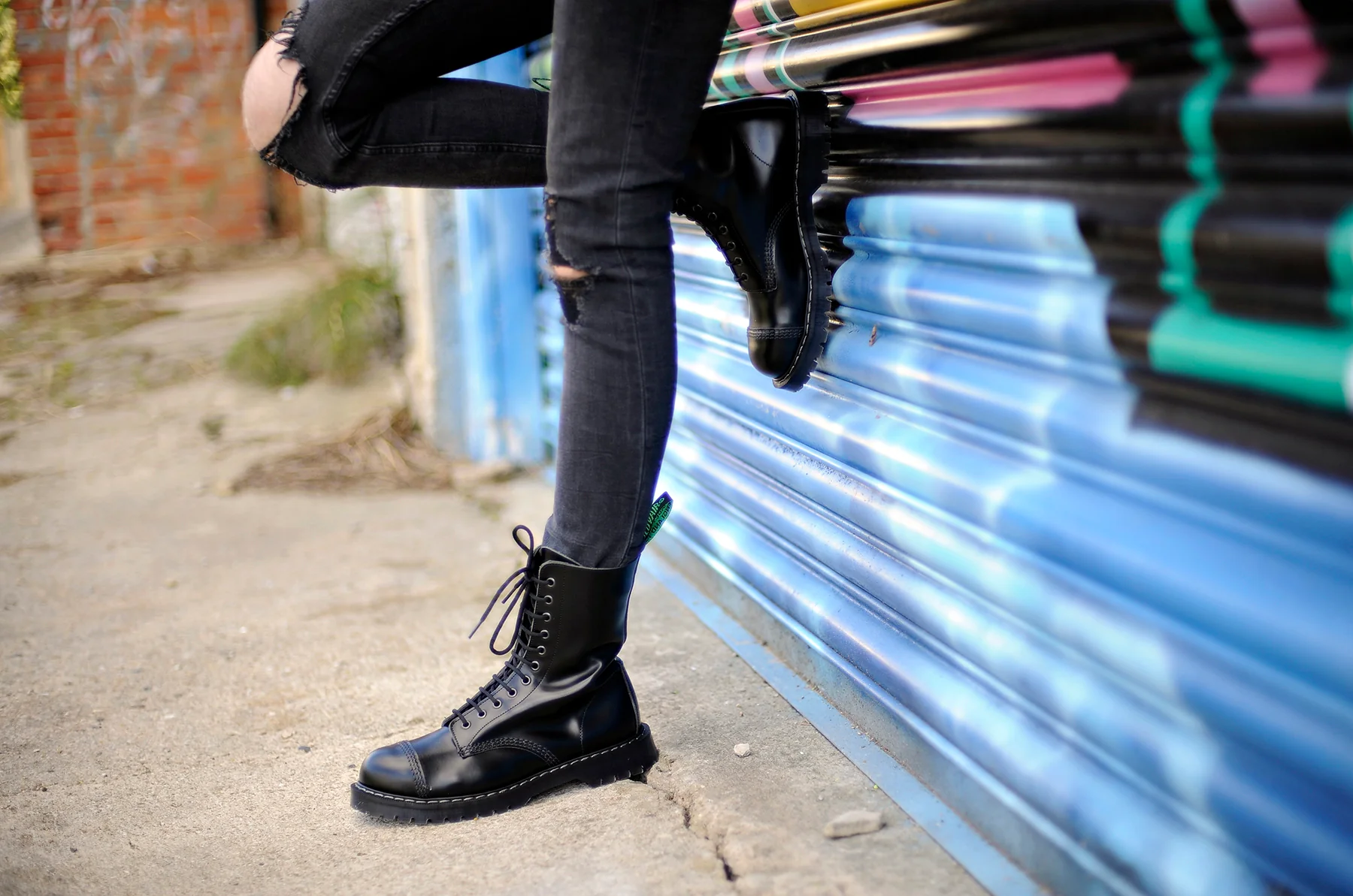 "Englander" Black 11 Eye Steel Toe Derby Boot - Image 4