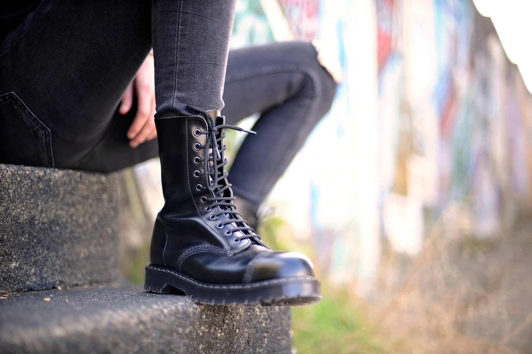 "Englander" Black 11 Eye Steel Toe Derby Boot - Image 6