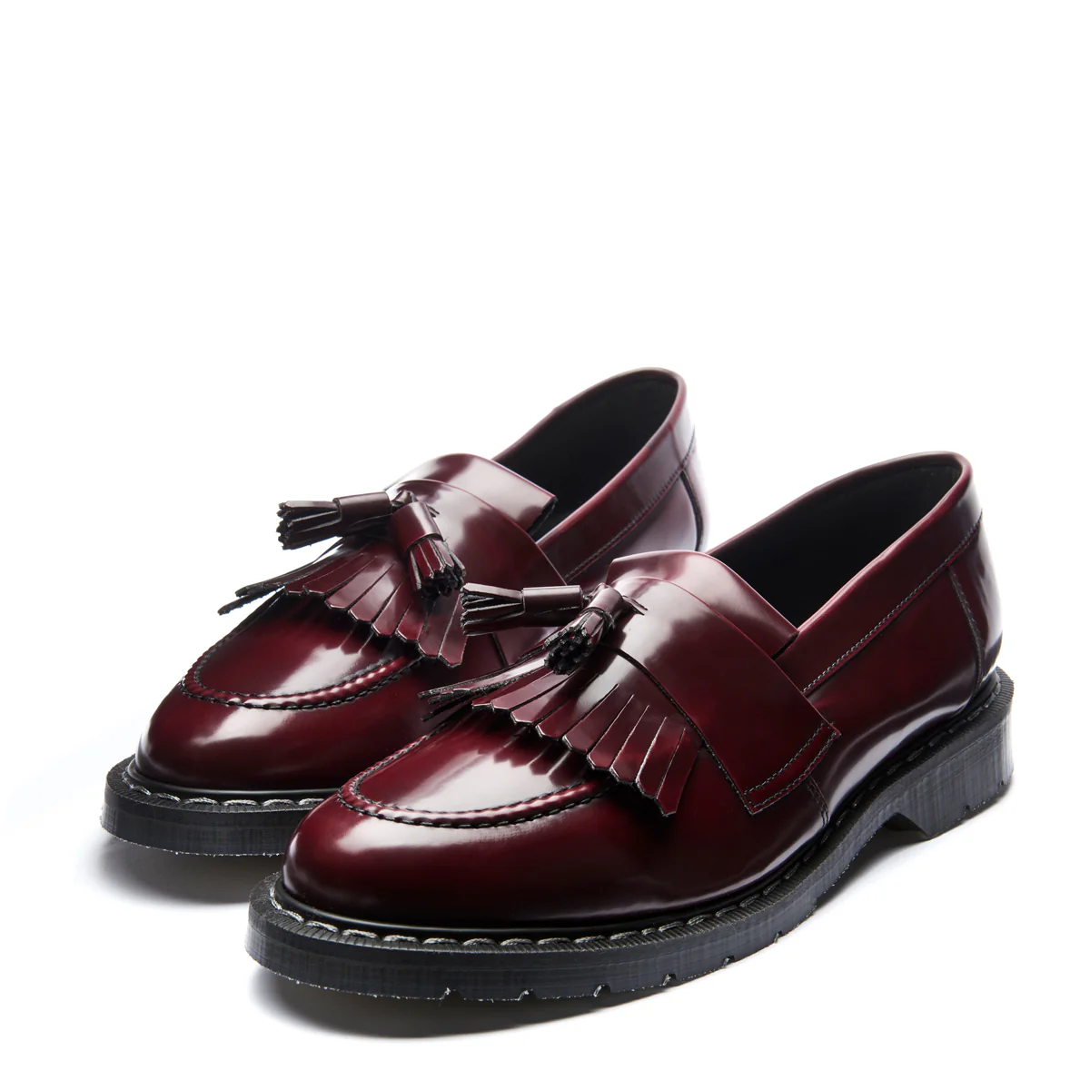 Cherry Red Rub-Off Vegan Tassel Loafer - Image 4