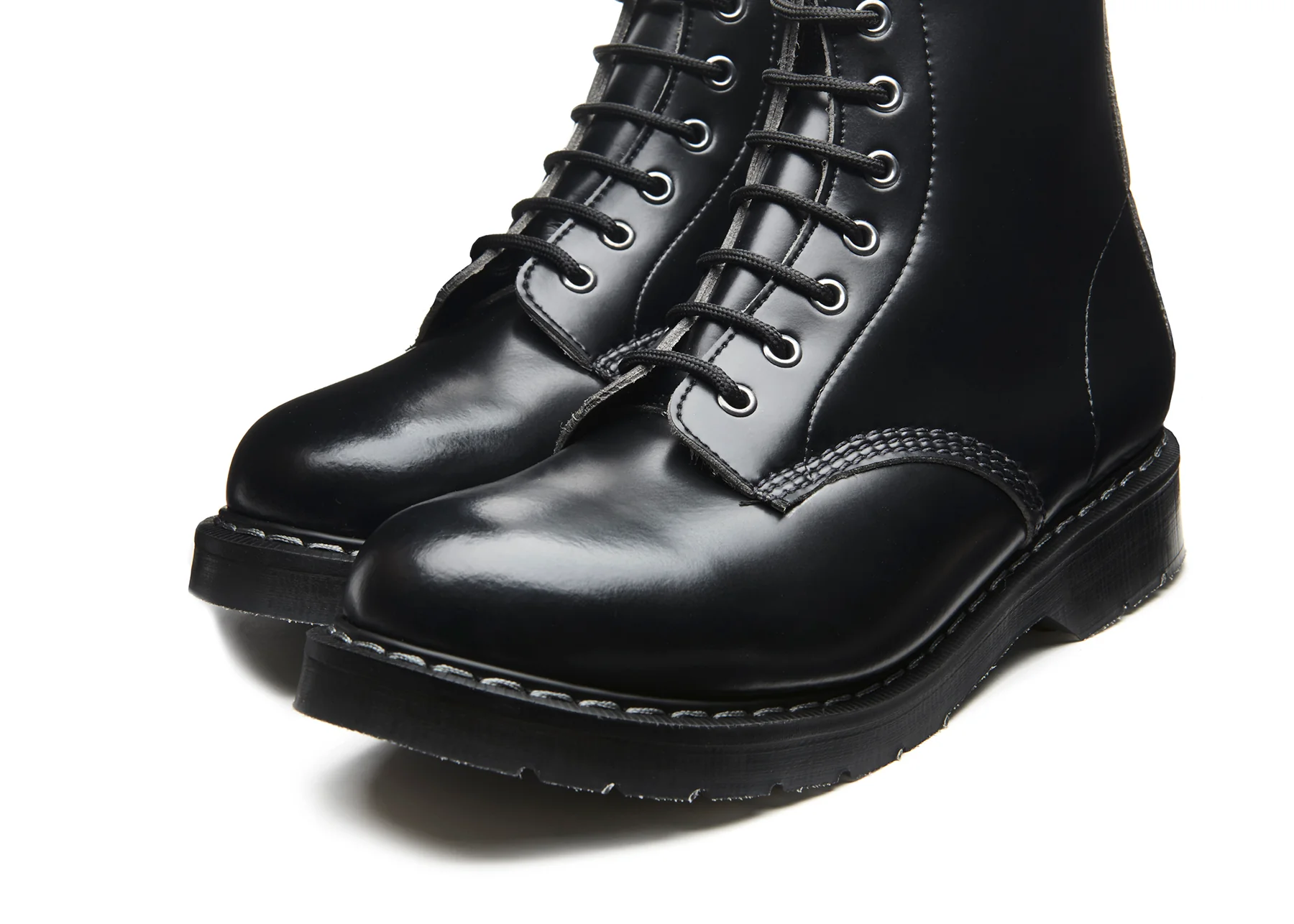 Black Vegan Hi-Shine 8 Eye Derby Boot - Image 3