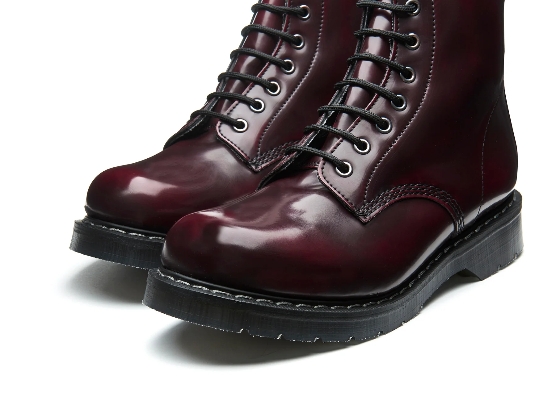 Cherry Red Rub-Off Vegan 8 Eye Derby Boot - Image 3